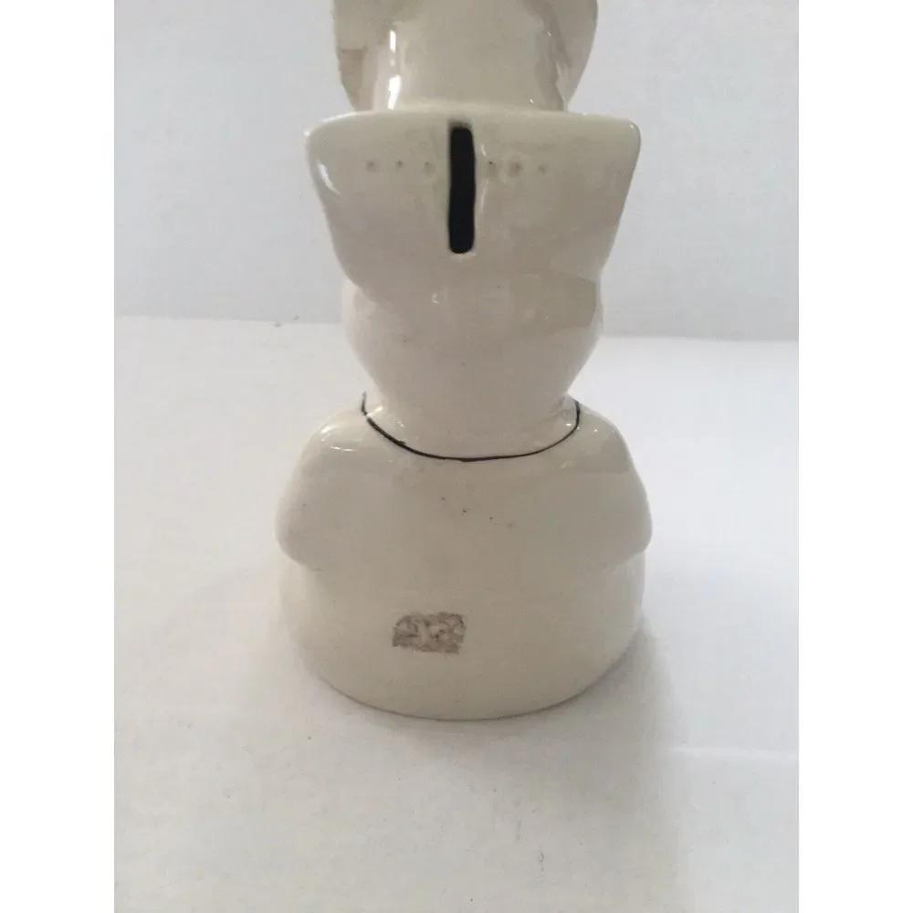 Pig Chef Vtg Piggy Bank Ceramic White Collectible Kitchen - Missing Bottom Cover